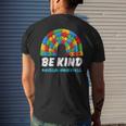 Rainbow Puzzle Autism Support Be Kind Autism Awareness Men's Back Print T-shirt Gifts for Him