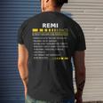 Remi Name Gift Remi Facts V2 Mens Back Print T-shirt Gifts for Him