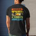 Retro Aruba Family Vacation 2023 Sunset Beach Summer Trip Mens Back Print T-shirt Gifts for Him