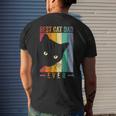 Mens Retro Vintage Best Cat Dad Ever Cat Daddy Fathers Day Men's T-shirt Back Print Gifts for Him