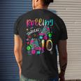 Rolling Into 10Th Birthday Leopard Roller Skates 10 Yrs Old Men's T-shirt Back Print Gifts for Him