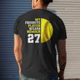 Softball Mom Dad My Favorite Player Wears Number 27 Men's Back Print T-shirt Gifts for Him