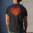Sports Basketball Ball Red Love Shaped Heart Valentines Day Men's Back Print T-shirt Gifts for Him