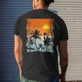 Summer Vacation Surfers At Beach Palm Trees Retro Vintage Men's T-shirt Back Print Gifts for Him