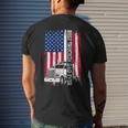 Trucker Best Truckin’ Dad Ever Usa Flag Driver Father’S Day Men's Back Print T-shirt Gifts for Him