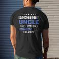 Twin Baby Shower Dad Promoted To Uncle Of Twins Est 2023 Mens Back Print T-shirt Gifts for Him