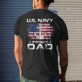 US Navy Proud Dad With American Flag Veteran Day Men's T-shirt Back Print Gifts for Him