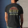 Vintage 1989 Limited Edition 34 Year Old 34Th Birthday Men's T-shirt Back Print Gifts for Him