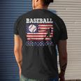 Vintage American Flag Baseball Grandpa Costume Player Coach Mens Back Print T-shirt Gifts for Him