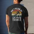 Vintage Dont Follow Me I Do Stupid Things Cool Skiing Men's T-shirt Back Print Gifts for Him