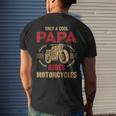Mens Vintage Father Day Only Papa Rides Motorcycle Cool Biker Dad Men's T-shirt Back Print Gifts for Him