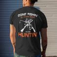 Vintage Gone Fishin Be Back Soon To Go Huntin Men's T-shirt Back Print Gifts for Him