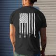 Wrench Piston American Flag Fathers Day Car Mechanic Garage Mens Back Print T-shirt Gifts for Him