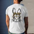 Cute Bunny Wearing Glasses Leopard Easter Day Men's T-shirt Back Print Gifts for Him
