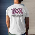 Peace Love Cure Pink Ribbon Cancer Breast Awareness Men's T-shirt Back Print Gifts for Him