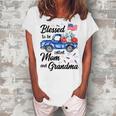 4Th July American Flag Patriotic Blessed Mom Grandma For Women Women's Loosen T-Shirt White