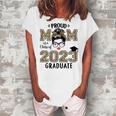 Proud Mom Of A 2023 Graduate Leopard Print Messy Bun Senior Women's Loosen T-Shirt White