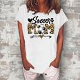 Soccer Mom Heart Leopard Mom Grandma Women's Loosen T-Shirt White