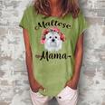Cute Maltese Mama Flower Dog Lover Women's Loosen T-Shirt Grey