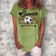 Soccer Mom Heart Leopard Mom Grandma Women's Loosen T-Shirt Grey