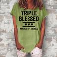 Triple Blessed Mama Of Three Boys Girls Kids Blessed Mom Women's Loosen T-Shirt Grey