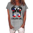 Chilean Girl Messy Hair Chile Pride Patriotic Womens Kids Women's Loosen T-Shirt Green