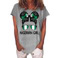 Nigerian Girl Messy Hair Nigeria Pride Patriotic Womens Kids Women's Loosen T-Shirt Green