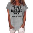 Triple Blessed Mama Of Three Boys Girls Kids Blessed Mom Women's Loosen T-Shirt Green