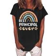 Best Principal Ever Leopard Rainbow Mom Women's Loosen Crew Neck Short Sleeve T-Shirt Black