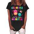 Grandma Of The Little Monster Family Matching Birthday Women's Loosen Crew Neck Short Sleeve T-Shirt Black