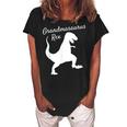 Grandma Saurus Rex Family Dinosaur Christmas Pajamas Women's Loosen Crew Neck Short Sleeve T-Shirt Black