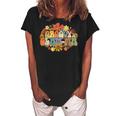 Groovy Glamma Vintage Women Colorful Flowers Design Grandma Women's Loosen Crew Neck Short Sleeve T-Shirt Black