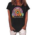 Groovy Grandma Rainbow Colorful Flowers Design Grandmother Women's Loosen Crew Neck Short Sleeve T-Shirt Black