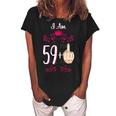 I Am 59 Plus Middle Finger 60Th Birthday 60 Years Old Queen Gift For Womens Women's Loosen Crew Neck Short Sleeve T-Shirt Black