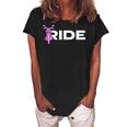 Motorcycle Ride Motorbike Biker Girl Gift For Womens Women's Loosen Crew Neck Short Sleeve T-Shirt Black