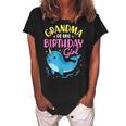 Narwhal Birthday Girl Party Family Matching Costume Grandma Women's Loosen Crew Neck Short Sleeve T-Shirt Black