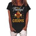 One Thankful Grams Grandma Turkey Thanksgiving Family Gift Women's Loosen Crew Neck Short Sleeve T-Shirt Black