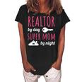 Realtor By Day Super Mom By Night Real Estate Agent Broker Gift For Womens Women's Loosen Crew Neck Short Sleeve T-Shirt Black