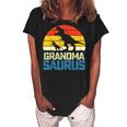 Retro Vintage Grandmasaurus Dinosaur Grandma Saurus Family Women's Loosen Crew Neck Short Sleeve T-Shirt Black