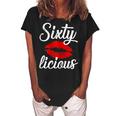 Sixty Licious Sexy Lips Funny 60Th Birthday Party Outfit Gift For Womens Women's Loosen Crew Neck Short Sleeve T-Shirt Black