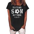 Soccer Mom Thats My Son Out There Soccer Distressed Womens Women's Loosen Crew Neck Short Sleeve T-Shirt Black