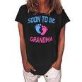 Soon To Be Grandma With Baby Footsteps Women's Loosen Crew Neck Short Sleeve T-Shirt Black