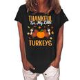 Thankful For My Little Turkeys Cute Mom Grandma Teacher Gift Women's Loosen Crew Neck Short Sleeve T-Shirt Black