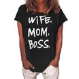 Wife Mom Boss Cool Mother Design Mothers Day Moms Womens Women's Loosen Crew Neck Short Sleeve T-Shirt Black