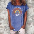 Best Yorkie Mom Ever Rainbow Gifts For Yorkie Lover Dog Mama Women's Loosen Crew Neck Short Sleeve T-Shirt Blue
