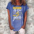 Blessed By God For 50 Years Christian Bday 50Th Birthday Gift For Womens Women's Loosen Crew Neck Short Sleeve T-Shirt Blue