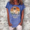 Frenchie Mom Retro French Bulldog Lover Gifts Dog Mama Gift For Womens Women's Loosen Crew Neck Short Sleeve T-Shirt Blue