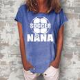 Funny Soccer Nana Soccer Grandma Women's Loosen Crew Neck Short Sleeve T-Shirt Blue