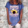 Grandma Of The Birthday Bowler Kid Bowling Party Women's Loosen Crew Neck Short Sleeve T-Shirt Blue