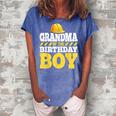Grandma Of The Birthday Boy Construction Birthday Party Women's Loosen Crew Neck Short Sleeve T-Shirt Blue